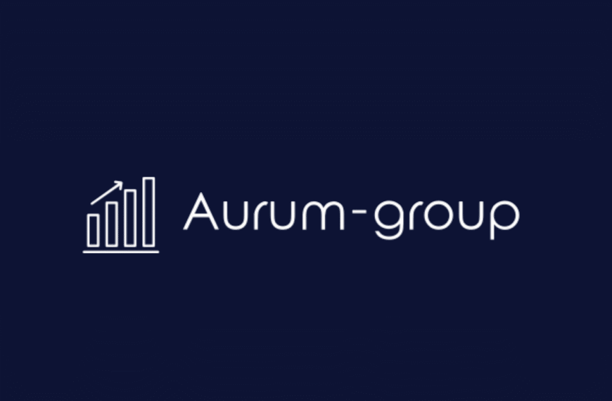 Aurum Group official logo displayed on dark blue background